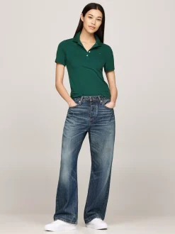 Koszulki Polo*Tommy Hilfiger Polo O Wąskim Kroju Z Wyhaftowaną Flagą ORNAMENTAL GREEN