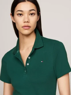 Koszulki Polo*Tommy Hilfiger Polo O Wąskim Kroju Z Wyhaftowaną Flagą ORNAMENTAL GREEN