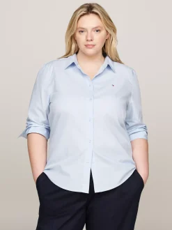 Koszule & Bluzki*Tommy Hilfiger Popelinowa Koszula Curve O Regularnym Kroju BREEZY BLUE