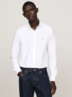 Koszule*Tommy Hilfiger Popelinowa Koszula O Wąskim Kroju OPTIC WHITE
