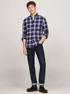 Koszule*Tommy Hilfiger Popelinowa Koszula W Kratę Tommy DEEP INDIGO / ROUGE CHECK