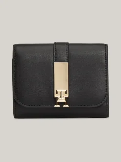 Portfele & Breloczki Do Kluczy*Tommy Hilfiger Porfel Z Klapką I Monogramem TH Heritage BLACK