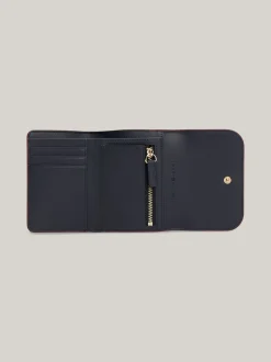Portfele & Breloczki Do Kluczy*Tommy Hilfiger Porfel Z Klapką I Monogramem TH Heritage ROUGE