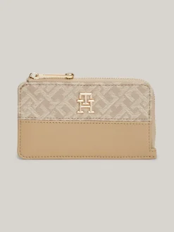 Portfele & Breloczki Do Kluczy*Tommy Hilfiger Portfel TH Jacquard Z Monogramem BEIGE