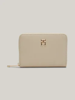 Portfele & Breloczki Do Kluczy*Tommy Hilfiger Portfel Z Monogramem TH I Zapięciem Na Zamek CLASSIC BEIGE