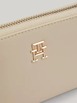 Portfele & Breloczki Do Kluczy*Tommy Hilfiger Portfel Z Monogramem TH I Zapięciem Na Zamek CLASSIC BEIGE