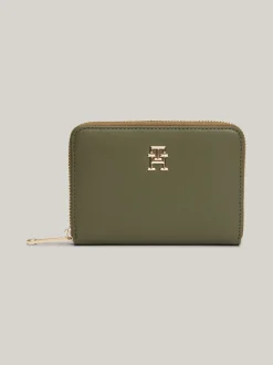 Portfele & Breloczki Do Kluczy*Tommy Hilfiger Portfel Z Monogramem TH I Zapięciem Na Zamek UTILITY OLIVE