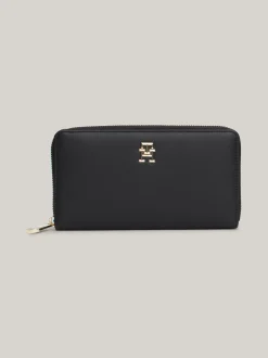 Portfele & Breloczki Do Kluczy*Tommy Hilfiger Portfel Z Zapięciem Na Zamek I Monogramem TH BLACK
