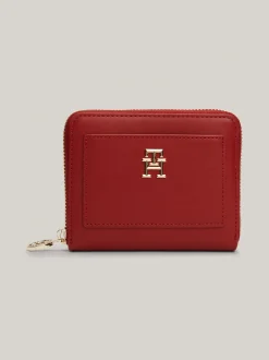 Portfele & Breloczki Do Kluczy*Tommy Hilfiger Portfel Z Zapięciem Na Zamek I Monogramem TH DARK MAGMA
