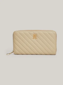 Portfele & Breloczki Do Kluczy*Tommy Hilfiger Portfel Z Zapięciem Na Zamek I Przeszyciami BEIGE