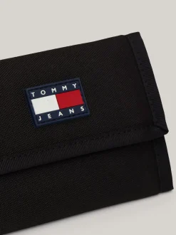 Portfele & Breloczki Do Kluczy*Tommy Hilfiger Potrójnie Składany Portfel Z Naszywką BLACK