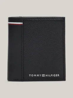 Portfele & Breloczki Do Kluczy*Tommy Hilfiger Potrójnie Składany Skórzany Portfel Z Logo BLACK