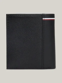 Portfele & Breloczki Do Kluczy*Tommy Hilfiger Potrójnie Składany Skórzany Portfel Z Logo BLACK