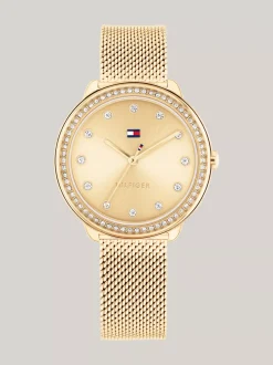Zegarki*Tommy Hilfiger Pozłacany Jonowo Zegarek Na Bransolecie GOLD