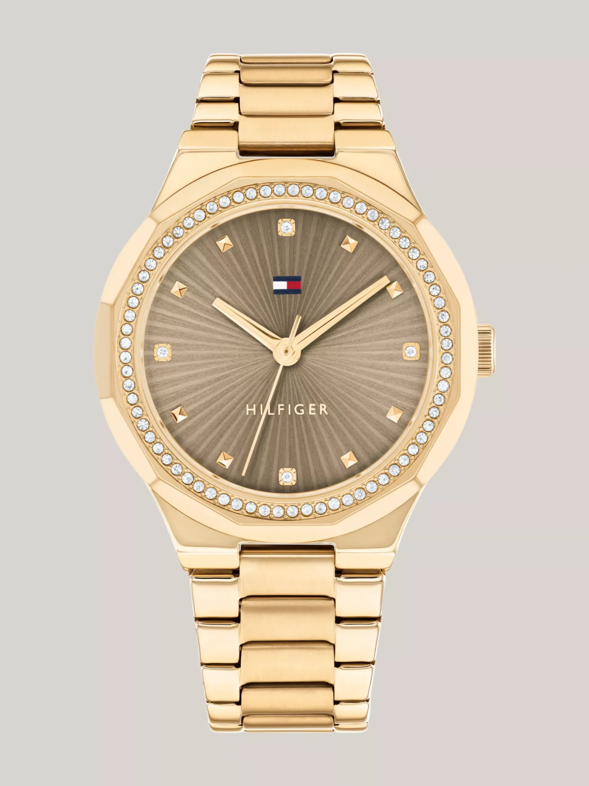 Zegarki*Tommy Hilfiger Pozłacany Jonowo Zegarek Z Kryształkami GOLD