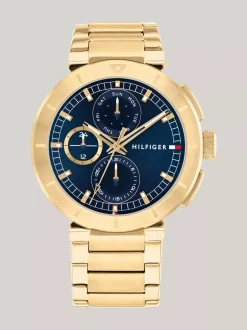 Zegarki*Tommy Hilfiger Pozłacany Jonowo Zegarek Z Granatową Tarczą GOLD
