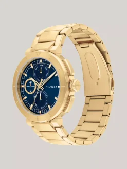 Zegarki*Tommy Hilfiger Pozłacany Jonowo Zegarek Z Granatową Tarczą GOLD