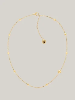 Biżuteria*Tommy Hilfiger Pozłacany Naszyjnik Z Metalicznymi Kulkami GOLD