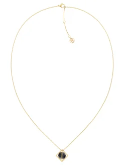 Biżuteria*Tommy Hilfiger Pozłacany Naszyjnik Z Onyksową Kulą GOLD