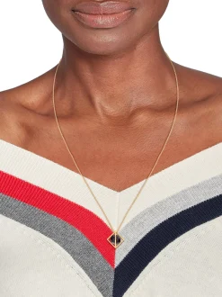 Biżuteria*Tommy Hilfiger Pozłacany Naszyjnik Z Onyksową Kulą GOLD