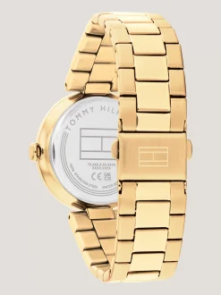 Zegarki*Tommy Hilfiger Pozłacany Zegarek Z Kryształkami Na Lunecie GOLD