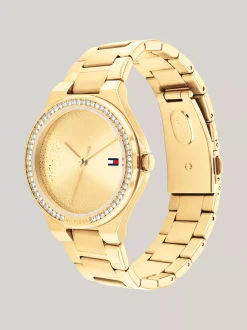 Zegarki*Tommy Hilfiger Pozłacany Zegarek Z Kryształkami GOLD