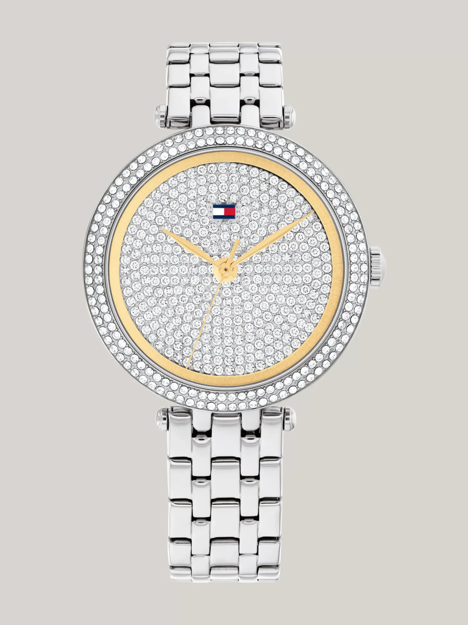 Zegarki*Tommy Hilfiger Pozłacany Zegarek Z Lunetą Z Kryształkami SILVER