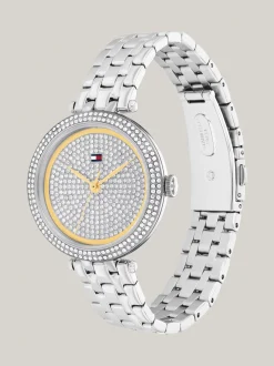 Zegarki*Tommy Hilfiger Pozłacany Zegarek Z Lunetą Z Kryształkami SILVER