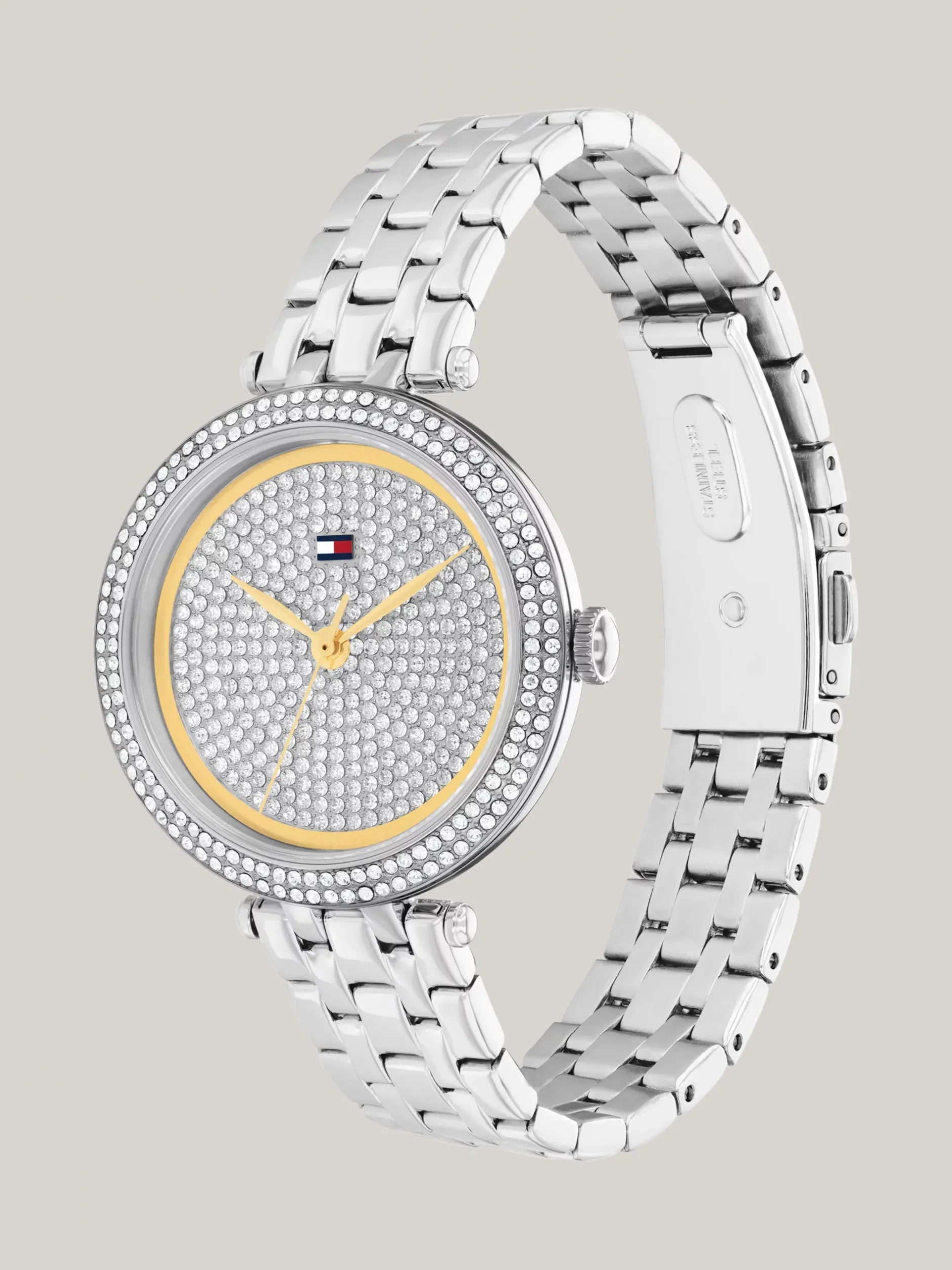 Zegarki*Tommy Hilfiger Pozłacany Zegarek Z Lunetą Z Kryształkami SILVER