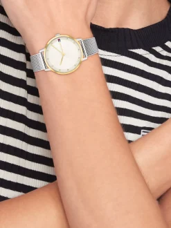 Zegarki*Tommy Hilfiger Pozłacany Zegarek Z Siateczkową Bransoletą TWO TONE