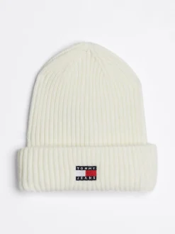 Czapki|Czapki I Szaliki*Tommy Hilfiger Prążkowana Czapka Beanie Heritage ECRU