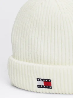 Czapki|Czapki I Szaliki*Tommy Hilfiger Prążkowana Czapka Beanie Heritage ECRU