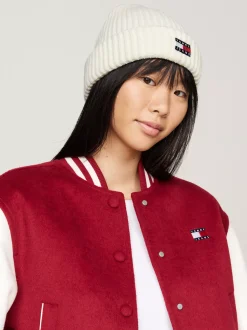 Czapki|Czapki I Szaliki*Tommy Hilfiger Prążkowana Czapka Beanie Heritage ECRU
