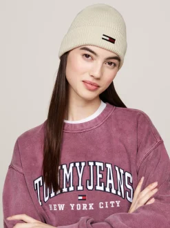 Czapki|Czapki I Szaliki*Tommy Hilfiger Prążkowana Czapka Beanie Z Podłużną Flagą NEWSPRINT