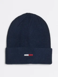 Czapki|Czapki I Szaliki*Tommy Hilfiger Prążkowana Czapka Beanie Z Podłużną Flagą DARK NIGHT NAVY