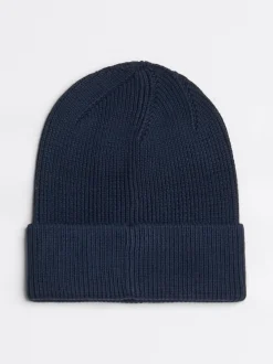 Czapki|Czapki I Szaliki*Tommy Hilfiger Prążkowana Czapka Beanie Z Podłużną Flagą DARK NIGHT NAVY