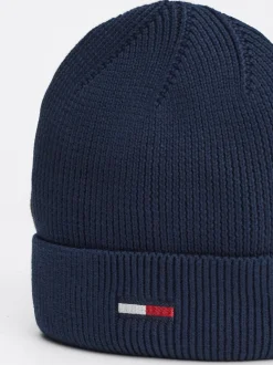 Czapki|Czapki I Szaliki*Tommy Hilfiger Prążkowana Czapka Beanie Z Podłużną Flagą DARK NIGHT NAVY