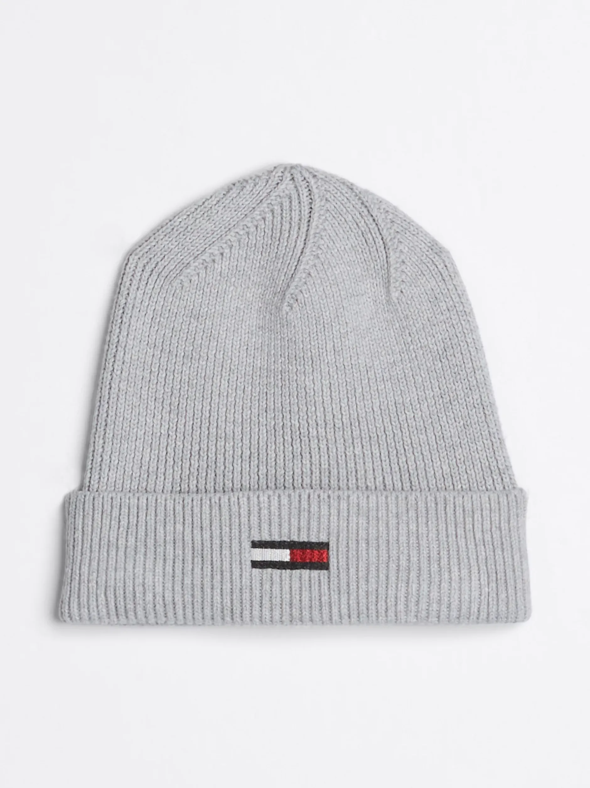 Czapki|Czapki I Szaliki*Tommy Hilfiger Prążkowana Czapka Beanie Z Podłużną Flagą SILVER GREY HEATHER