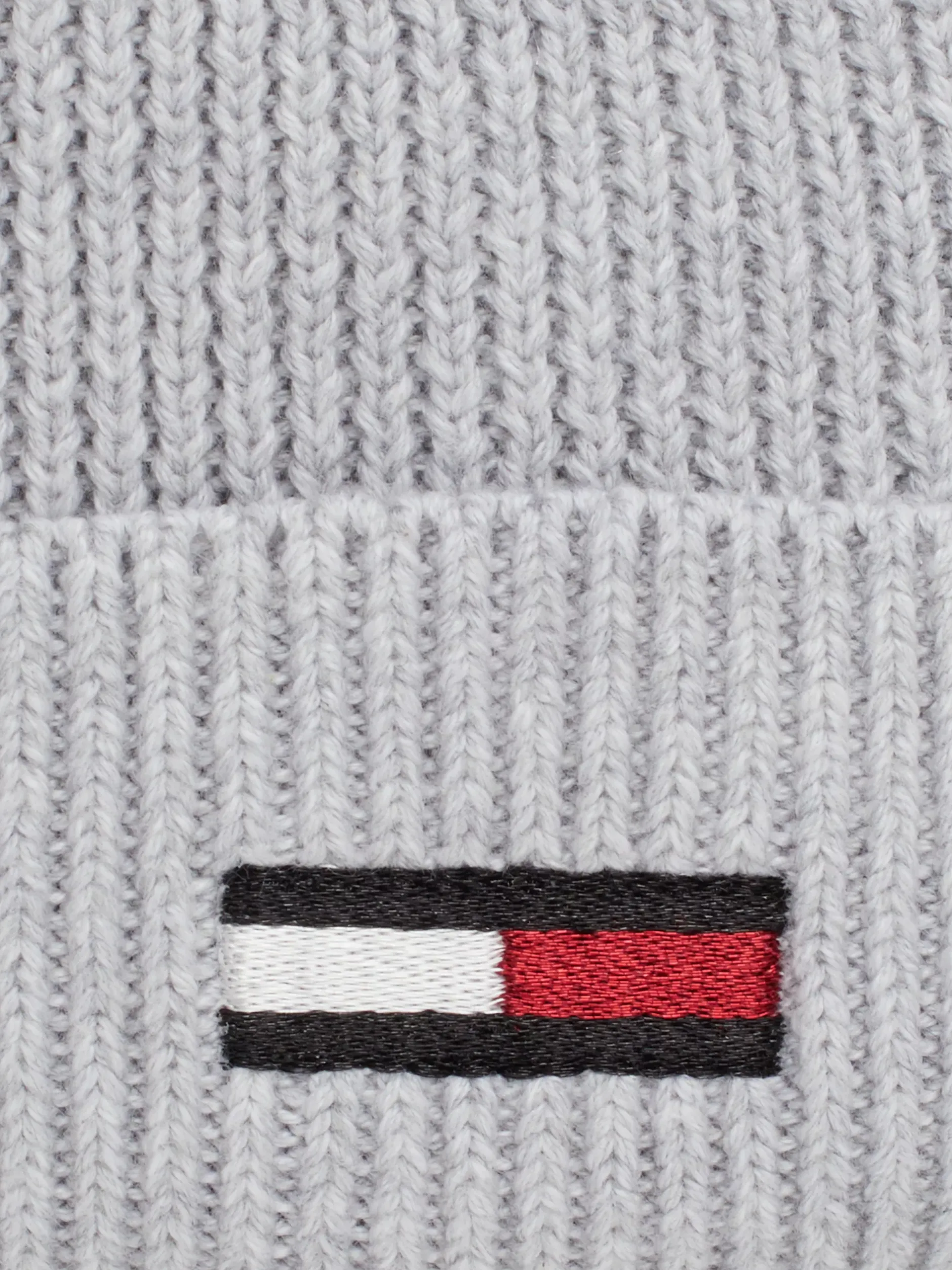 Czapki|Czapki I Szaliki*Tommy Hilfiger Prążkowana Czapka Beanie Z Podłużną Flagą SILVER GREY HEATHER