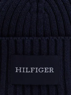 Czapki|Czapki I Szaliki*Tommy Hilfiger Prążkowana Czapka Typu Beanie Z Wełną I Logo SPACE BLUE
