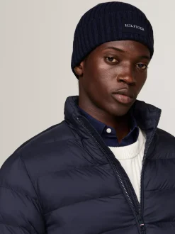 Czapki|Czapki I Szaliki*Tommy Hilfiger Prążkowana Czapka Typu Beanie Z Wełną I Logo SPACE BLUE