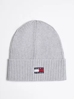 Czapki|Czapki I Szaliki*Tommy Hilfiger Prążkowana Czapka Typu Beanie Heritage SILVER GREY HTR