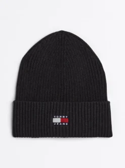 Czapki|Czapki I Szaliki*Tommy Hilfiger Prążkowana Czapka Typu Beanie Heritage DARK GREY HEATHER