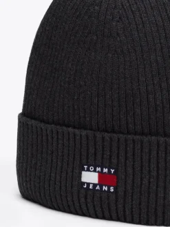 Czapki|Czapki I Szaliki*Tommy Hilfiger Prążkowana Czapka Typu Beanie Heritage DARK GREY HEATHER