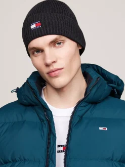 Czapki|Czapki I Szaliki*Tommy Hilfiger Prążkowana Czapka Typu Beanie Heritage DARK GREY HEATHER