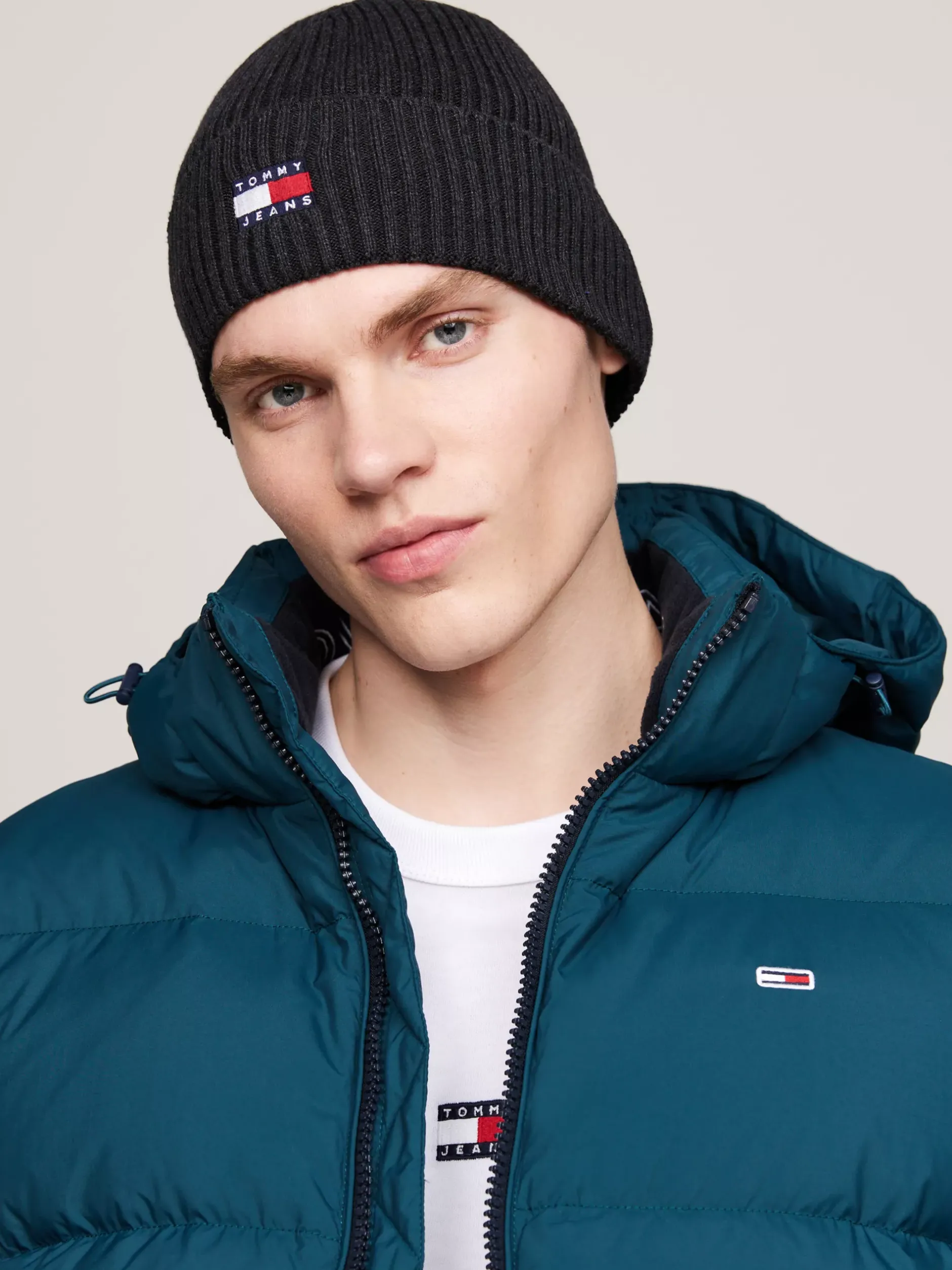 Czapki|Czapki I Szaliki*Tommy Hilfiger Prążkowana Czapka Typu Beanie Heritage DARK GREY HEATHER