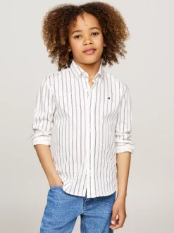 Koszule*Tommy Hilfiger Prążkowana Koszula O Regularnym Kroju ANCIENT WHITE