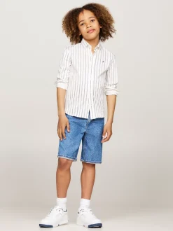 Koszule*Tommy Hilfiger Prążkowana Koszula O Regularnym Kroju ANCIENT WHITE