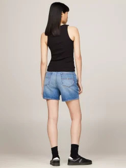 T-Shirty*Tommy Hilfiger Prążkowana Koszulka Na Ramiączkach Z Logo BLACK
