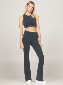 T-Shirty*Tommy Hilfiger Prążkowana Koszulka O Skróconym Kroju Bez Rękawów WET SLATE